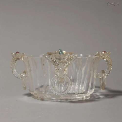 Chinese Crystal Floral Cup with Ears
