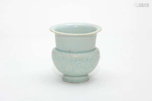 A Carved Hutian Ware Celadon White Glazed Zun Vase