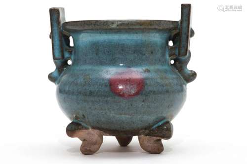 A Jun Glaze with Red Spots Tripod Censer