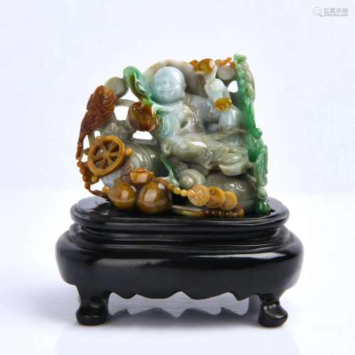 Jadeite Good Fortune Lad Decoration