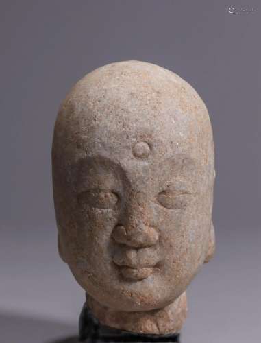 Chinese White Marble Carved Monk Head