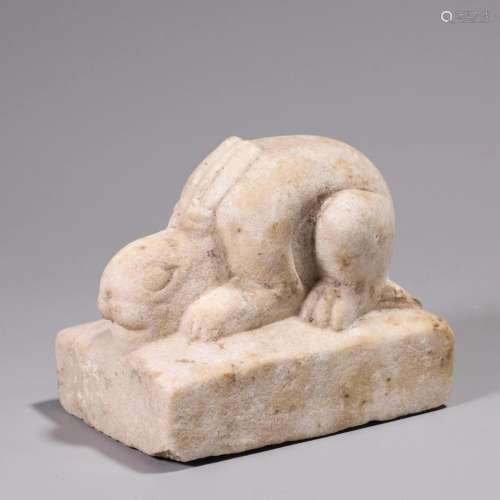 Chinese White Marble Carved Rabbit