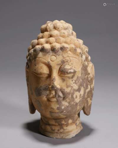 Chinese White Marble Carved Buddha Head