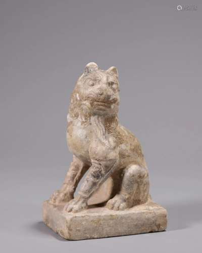 Chinese White Marble Carved Small Lion