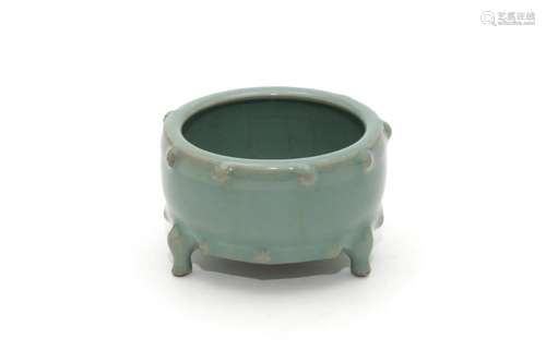 A Longquan Drum-Formed Tripod Censer