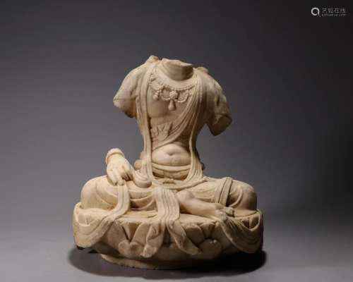 Chinese White Marble Carved Incomplete Body of Buddha