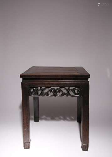 A CHINESE HARDWOOD LOW TABLE LATE QING DYNASTY The square pa...