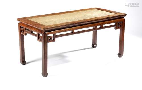 A CHINESE HONGMU RECTANGULAR BENCH, CHUNDENG LATE QING DYNAS...