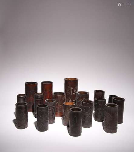 EIGHTEEN CHINESE BAMBOO BRUSHPOTS, BITONG LATE QING DYNASTY/...