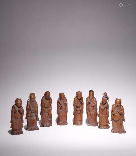 A SET OF CHINESE BAMBOO FIGURES OF THE EIGHT IMMORTALS LATE ...