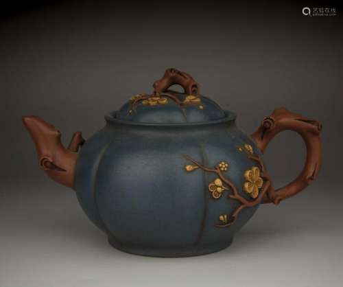 Chinese Zisha Teapot with Plum Blossom Design