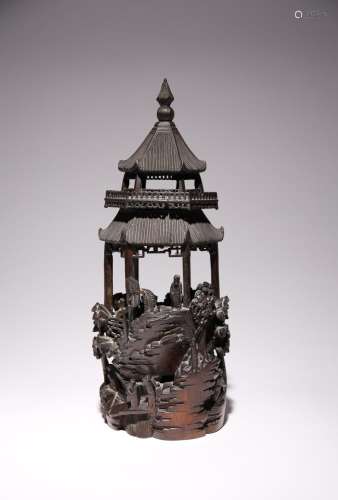 A CHINESE CARVED BAMBOO MODEL OF A PAGODA LATE QING DYNASTY ...