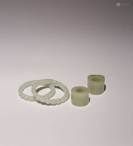 A PAIR OF CHINESE PALE CELADON JADE BANGLES QING DYNASTY OR ...