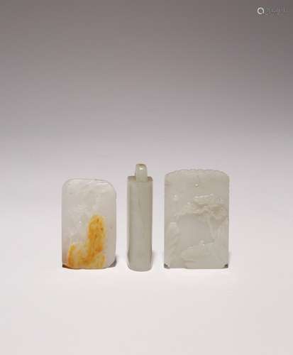 THREE CHINESE JADE ITEMS QING DYNASTY OR LATER Comprising: a...