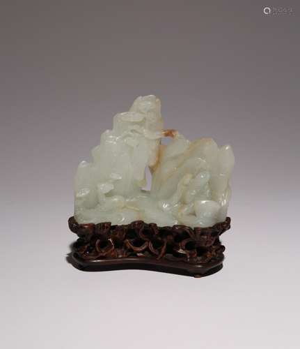 A CHINESE PALE CELADON JADE MOUNTAIN GROUP 18TH/19TH CENTURY...