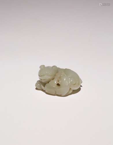 A CHINESE CELADON JADE CATS GROUP QING DYNASTY OR LATER Carv...