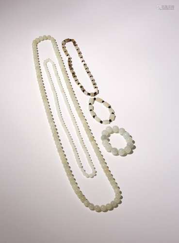 TWO WHITE JADE BEAD NECKLACES 20TH CENTURY Another necklace ...