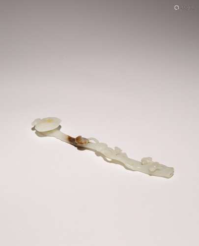A SMALL CHINESE WHITE JADE RUYI SCEPTRE QING DYNASTY OR LATE...