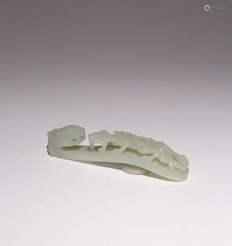 A LARGE CHINESE PALE CELADON JADE BELT HOOK 18TH/19TH CENTUR...