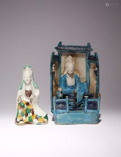 TWO CHINESE FIGURES OF GUANYIN KANGXI 1662-1722 Each figure ...