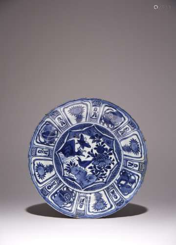 A CHINESE KRAAK BLUE AND WHITE DISH WANLI 1573-1620 Typicall...
