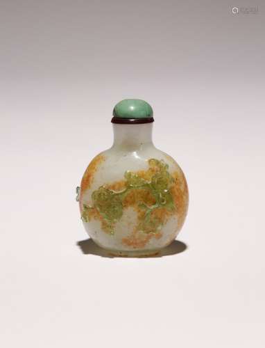 A SMALL CHINESE OVERLAY GLASS SNUFF BOTTLE 18TH CENTURY The ...
