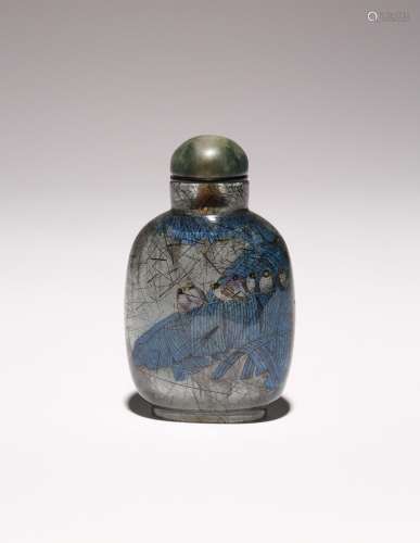 A CHINESE HAIR CRYSTAL INTERIOR PAINTED SNUFF BOTTLE 19TH/20...