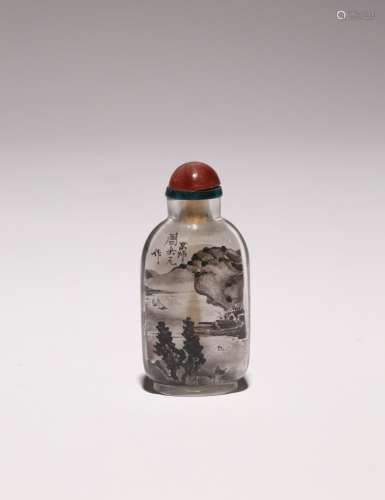 A SMALL CHINESE GLASS INTERIOR PAINTED SNUFF BOTTLE C.1895 P...