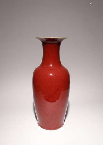 A LARGE CHINESE FLAMBE GLAZED VASE 18TH/19TH CENTURY The sle...