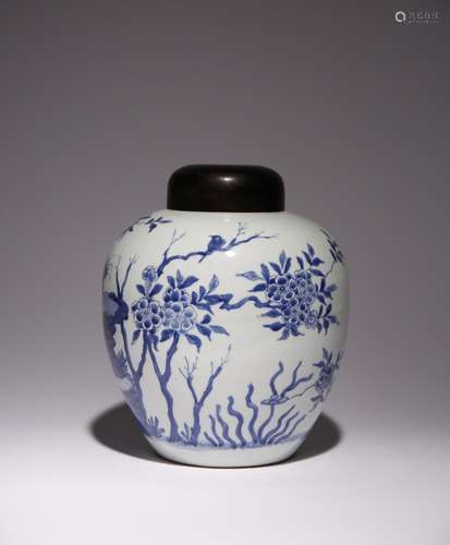 A CHINESE BLUE AND WHITE TRANSITIONAL STYLE OVOID VASE PROBA...