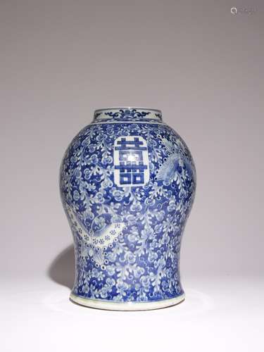 A CHINESE BLUE AND WHITE BALUSTER VASE 19TH CENTURY Painted ...