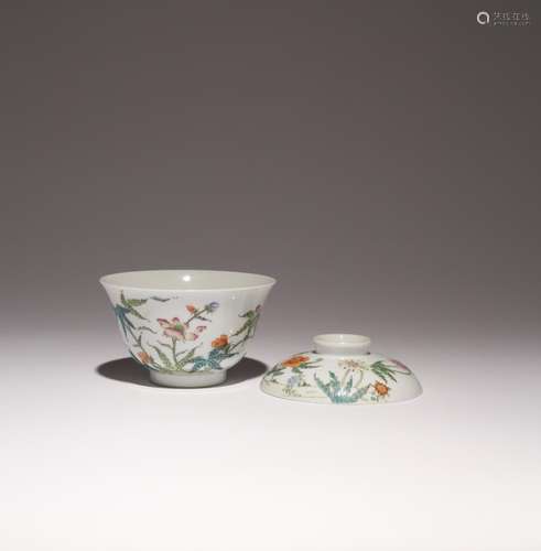 A CHINESE FAMILLE ROSE POPPY CUP AND COVER PROBABLY REPUBLIC...