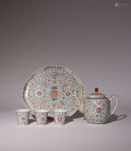 A CHINESE FAMILLE ROSE TEA SERVICE REPUBLIC PERIOD Comprisin...