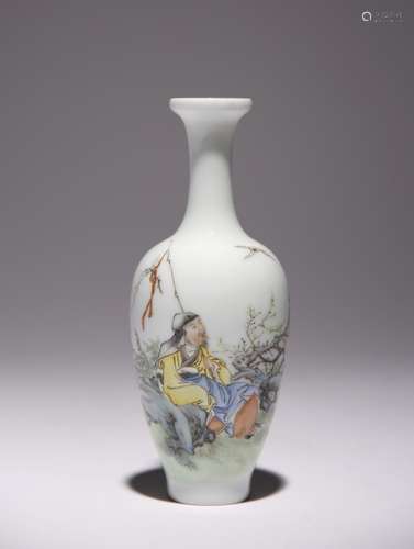 A CHINESE FAMILLE ROSE FIGURAL VASE REPUBLIC PERIOD The ovoi...