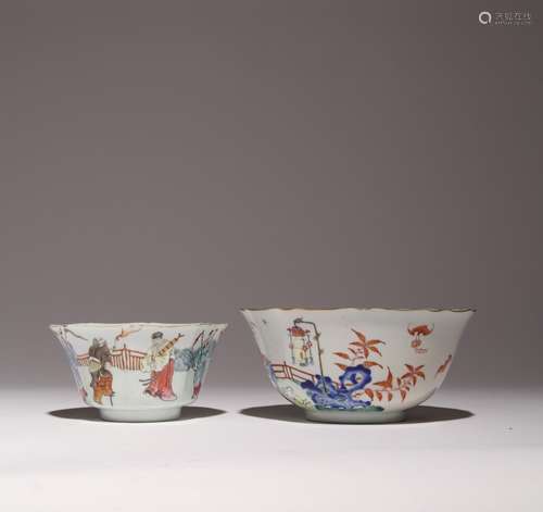 TWO CHINESE FAMILLE ROSE BOWLS PROBABLY LATE QING DYNASTY Th...