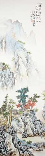 A PAIR OF CHINESE PORCELAIN LANDSCAPE PLAQUES PROBABLY REPUB...