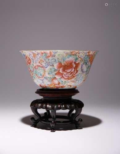 A CHINESE MILLEFLEURS FLARED BOWL REPUBLIC PERIOD The exteri...