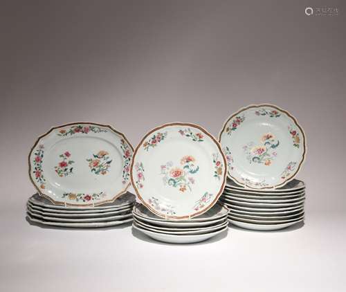 A CHINESE FAMILLE ROSE SILVER-SHAPE PART DINNER SERVICE MID ...