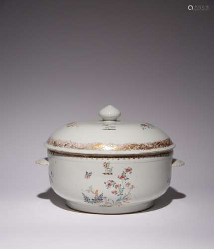 A LARGE CHINESE FAMILLE ROSE ARMORIAL TUREEN AND COVER MID 1...