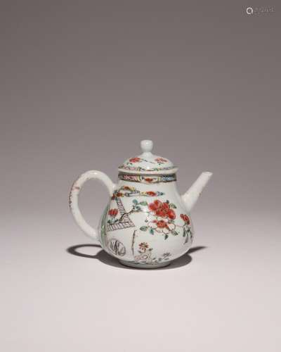 A CHINESE FAMILLE ROSE TWO QUAILS TEAPOT AND COVER 18TH CENT...