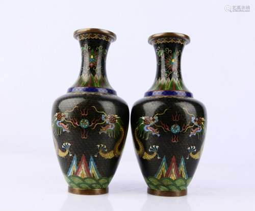 Pair Cloisonne Vases with Dragon Patterns