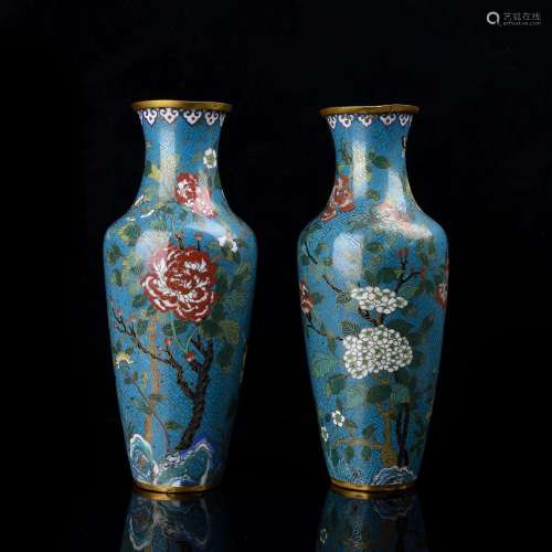 Pair Cloisonne Vases