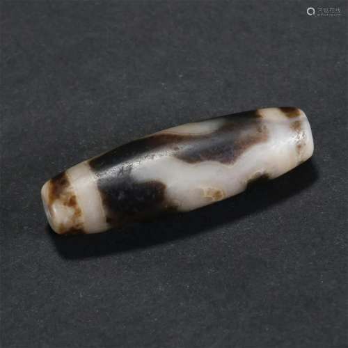 Chinese Tibetan Pure Dzi Bead with Monk Pattern