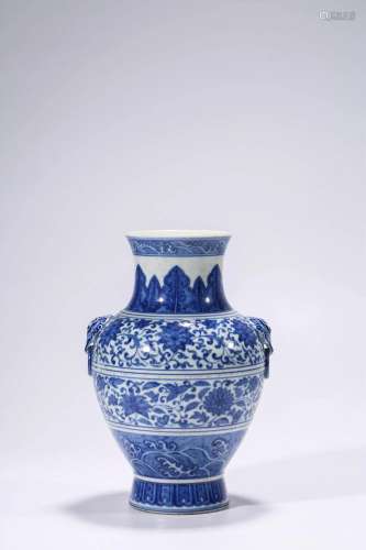 Blue-and-white Zun (Vase) with Interlaced Lotus Flower