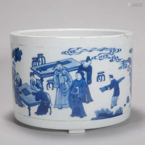Blue-and-white Censer with Figure Story Pattern