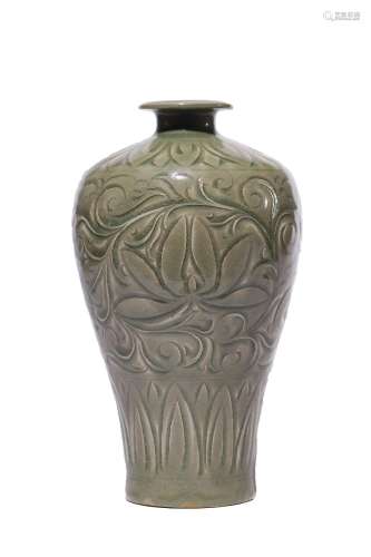 Carved Plum Vase, Yaozhou Ware-type