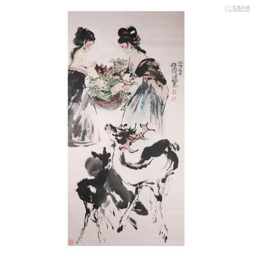 Figure, Paper Hanging Scroll, Cheng Shifa