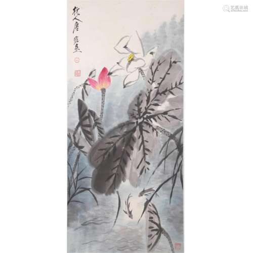 Flowers, Paper Painting, Scroll, Tang Yun