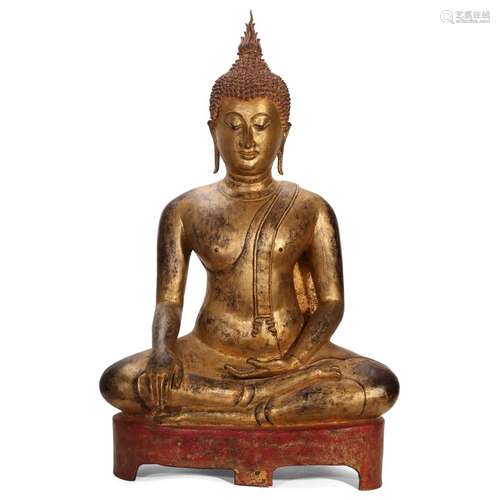 A GILT-BRONZE FIGURE OF BUDDHA, THAILAND