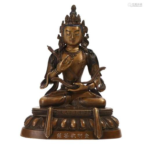 A BRONZE FIGURE OF SEATED BUDDHA